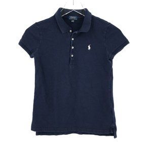 Ralph Lauren Polo Shirt Kids Girls XL Blue White Pony Pullover Short Sleeve Logo